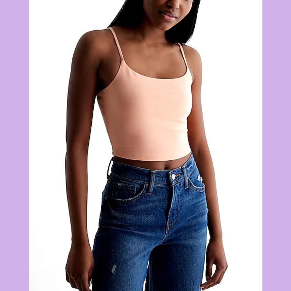 NWT Express Body Contour Stretch Cotton Scoop Neck Cropped Cami